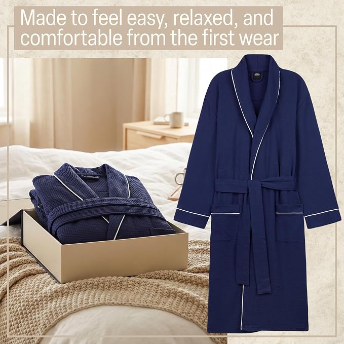 Get Trend Waffle Robes for Women S-2XL, Lightweight Soft Bathrobes, Cozy Loungewear House Coat for Spa, Shower & Hotel