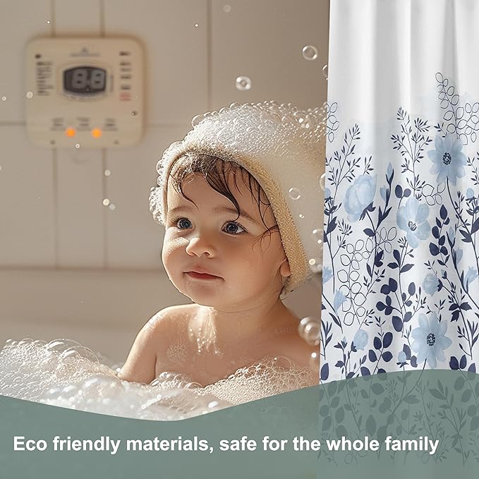 Plastic Shower Curtain Liner, Premium EVA 6G Classic Bloom Shower Curtain, Shower Curtains for Bathroom with 3 Magnetic Weights and Rustproof Grommets (Classic Bloom, 72x72 in)
