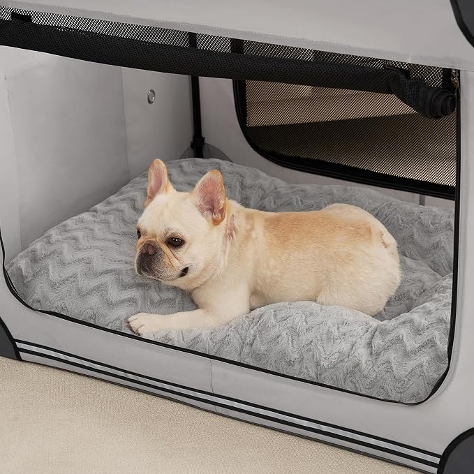 EHEYCIGA Washable Medium Dog Bed for Crate 29x21 Inch, Kennel Pad for Dogs Up to 35 lbs, Plush and Comfy Pet Sleeping Mat, Grey