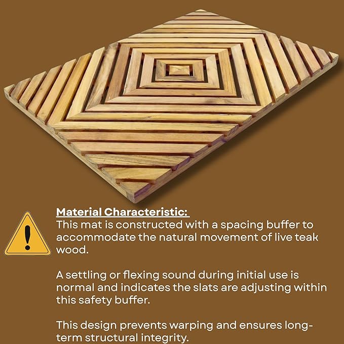 PANDAWOOD Teak Shower Mat for Inside Shower 22x15 - Premium Teak Wood Bath Mat Non Slip - Wooden Shower Mat for Outdoor - Heavy Duty Teak Bathroom Floor Mat for Bathtub Sauna