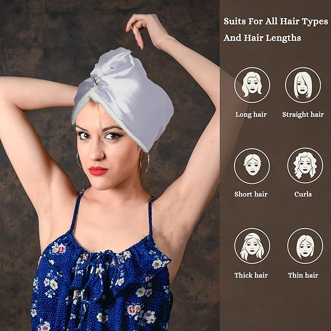 Chloven Satin Microfiber Hair Towel Wrap - Quick Dry & Frizz-Free Plopping Towel for Wet, Long & Curly Hair