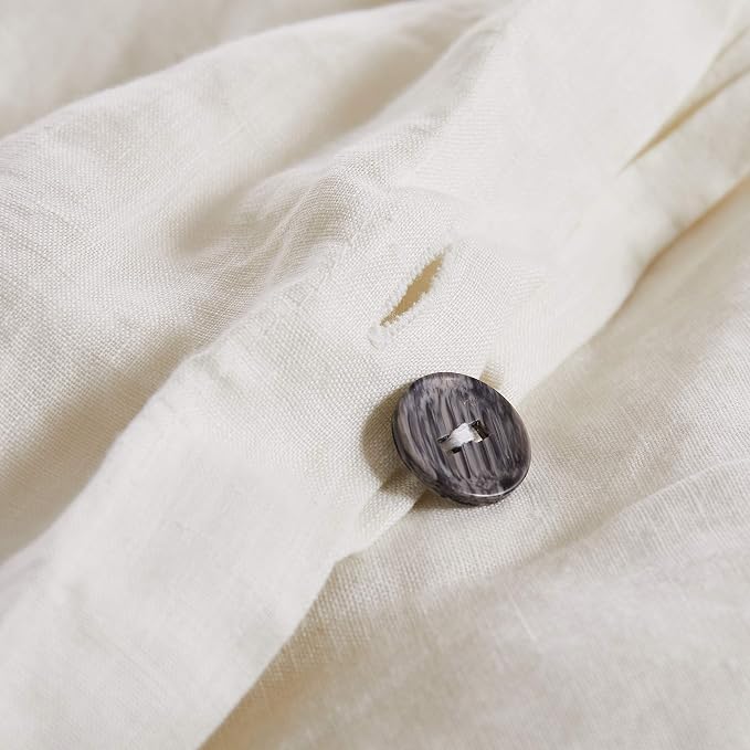 Levtex Home - 100% French Flax Linen - Full/Queen Duvet Cover - French Flax Washed Linen - Charcoal - Duvet Cover Size (90x94in.)