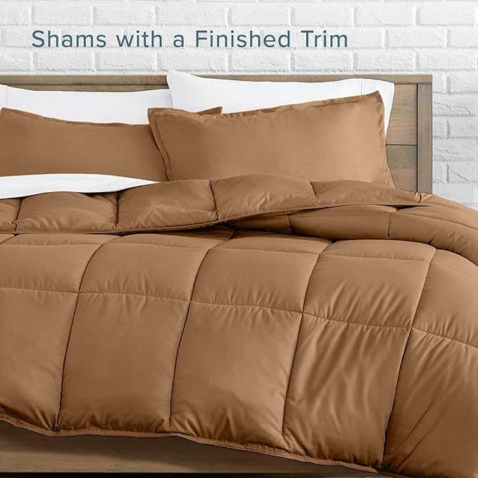 Bare Home Comforter Set - Twin/Twin Extra Long Size - Ultra-Soft - Goose Down Alternative - Premium 1800 Series - All Season Warmth (Twin/Twin XL, Caramel)