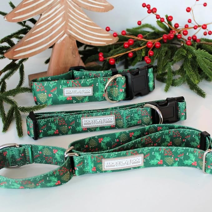 Lucky Love Dog - Adjustable Dog Collar with Easy Click Holly for Medium, Durable, & Comfortable for Male & Female Dogs, Pet Collar for Puppies & Adult Dogs - Holly, Medium
