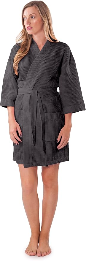 Turquaz Lightweight Short Robes For Women Waffle Kimono Bathrobe - Soft, Fast-Drying, Long-Lasting Cotton Blend
