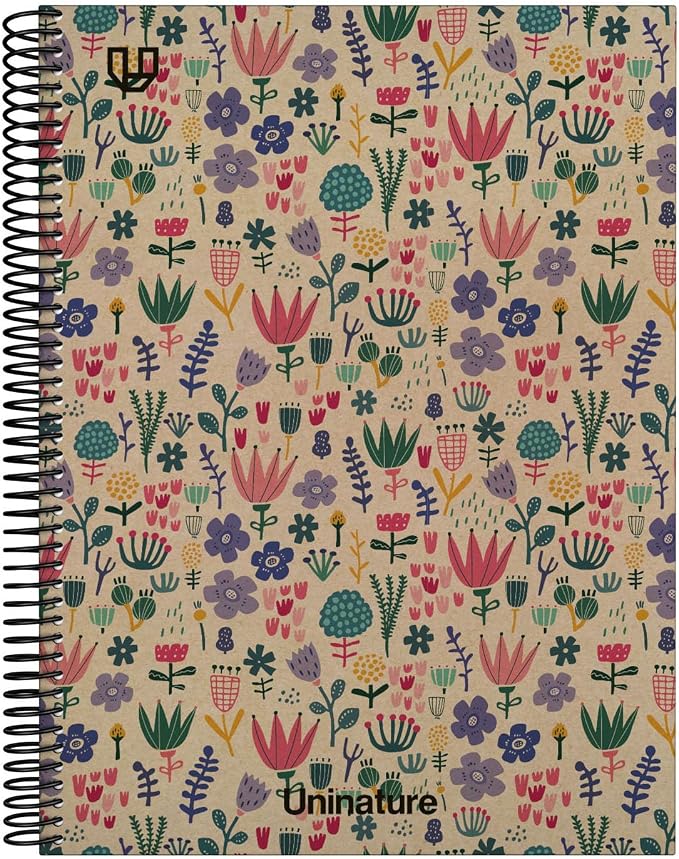 Unipapel – Recycled Notebook A4 Hardcover, 4x4 Squares, Cardboard and Kraft Paper 100% Recycled, 80 Sheets 90 g, Uninature Design Holland, FSC Recycled 100%, Perfect School and Office Supplies