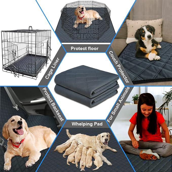 RIOUSSI Washable Pee Pads for Dogs, Reusable, Absorbent, Leakproof, Non Slip Pet Puppy Pads for Potty Training. Dark Gray, 36x41 Inch(4pack)