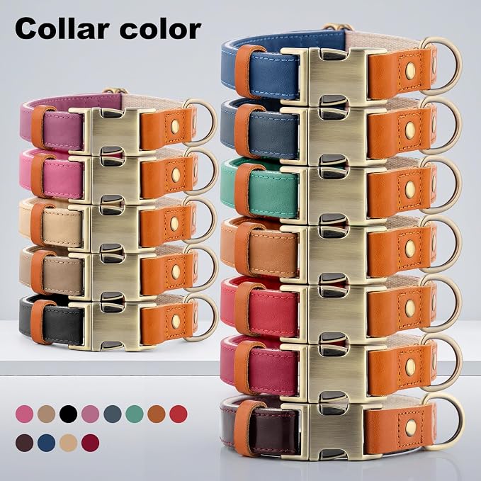 Plutus Pet Genuine Leather & Hemp Dog Collar – Adjustable Heavy Duty Pet Collar with Quick Release Metal Buckle, Soft & Stylish for Puppy and Small, Medium, Large Dogs (Royal Blue, L)