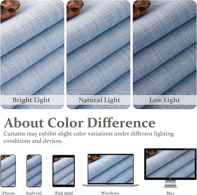Blackout Baby Blue Viral Curtains for Bedroom 84 Inches Long 2 Panels Set, Memory Trained Pinch Pleated Double Layer Thick Linen Blend Soundproof Thermal Textured Windows Curtain & Drapes 7 FT Length