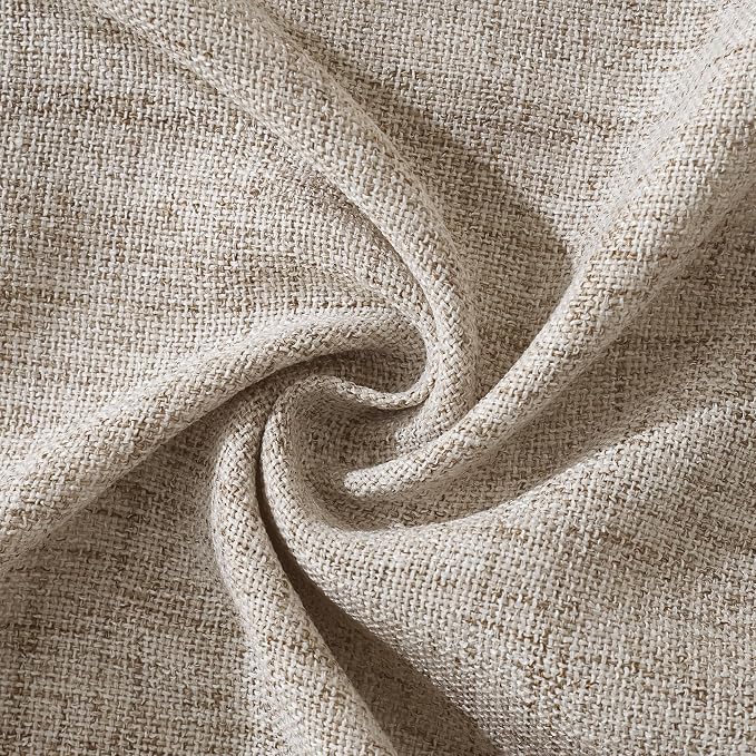 NICETOWN Semi Sheer Linen Blended Curtains 63 Inch Long, Light Filtering Burlap Curtains Farmhouse Grommet Privacy Window Drapes for Living Room, 2 Panels (52 x 63 Inch, Linen)