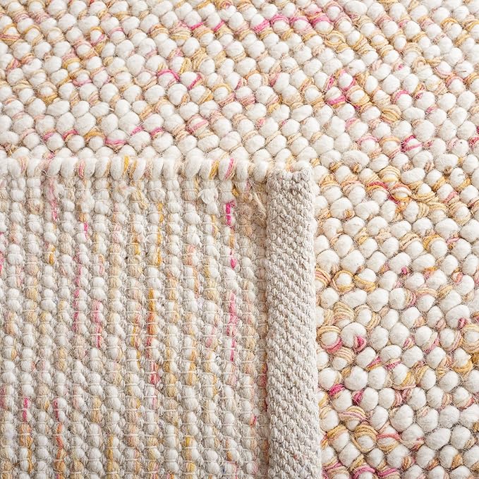 SAFAVIEH Natura Collection 6' Round Red/Ivory NAT182Q Handmade Wool Entryway Foyer Living Room Bedroom Area Rug
