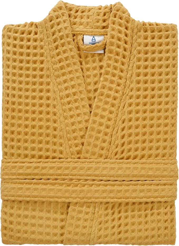 100% Cotton Waffle Kimono Bathrobe for Men & Women, Cozy Leisurewear with Functional Pockets, Comfortable Robe for Relaxation