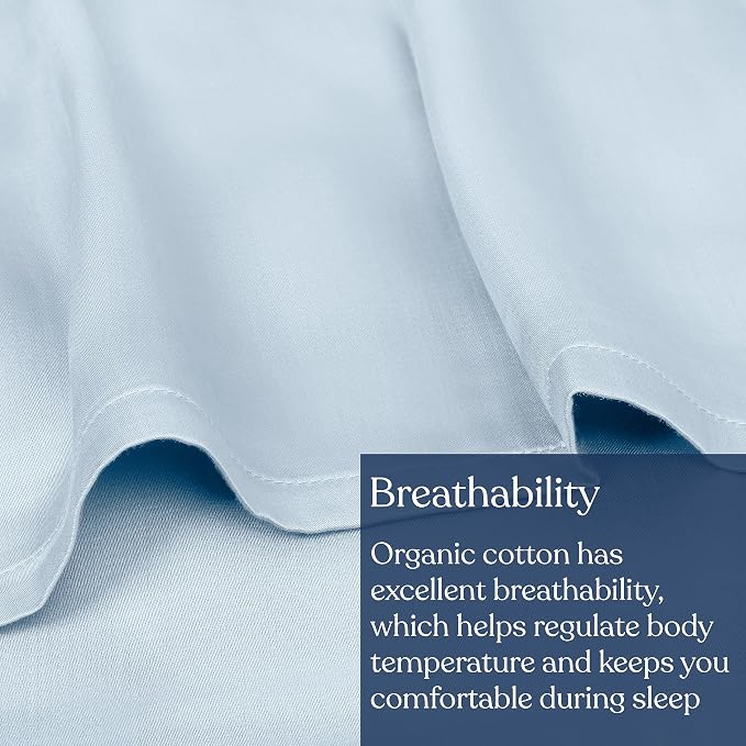 GOTS Certified 100% Organic Cotton Flat Sheet, 400TC Long Staple Cotton, Ultra Soft, Silky, Moisture-Wicking, Smooth & Breathable, Best Sheets for Hot Sleepers