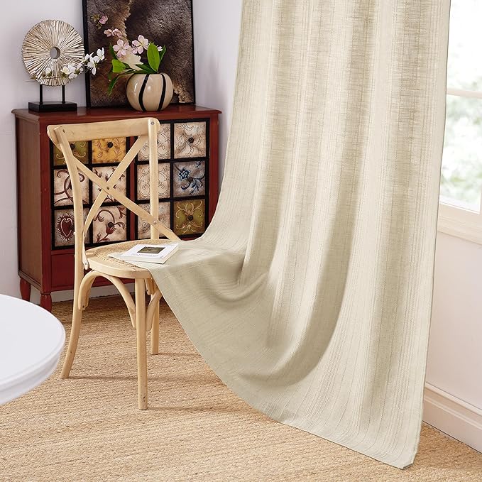 NICETOWN Jacquard Linen Curtains 84 inch Length 2 Panels, Waffle Weave Privacy with Light Filtering Window Treatments for Bedroom, W52 x L84, 2 Panels