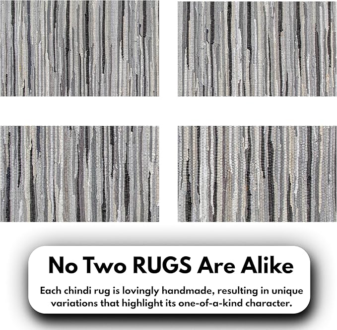 Ramanta Home Hand Woven 100% Cotton Rag Rug 3'x5' - Charcoal, Recycled Rugs, Boho Farmhouse Rugs for Living Room, Dinning Room, Kitchen, Entryway, Bedroom Rug - 36"x60"