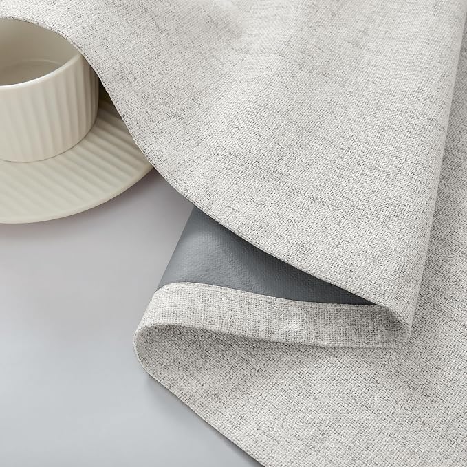 CUCRAF Custom Linen 100% Total Blackout Curtains, Greyish White Back Tab and Rod Pocket Curtain for Living Room Bedroom, Light Blocking Drapes Thermal Insulated 1 Panel (Custom Size, Color)