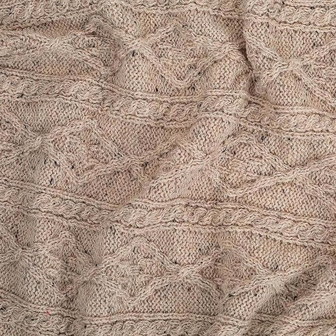 SAOL 100% Merino Wool - Aran Knit Couch Throw Blanket 40" x 60" (102 x 152 cm) (Skiddaw)