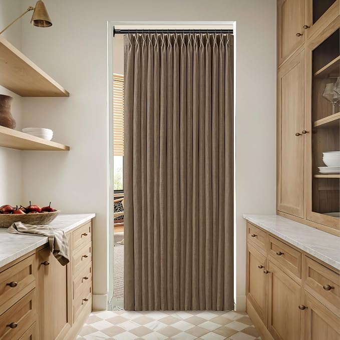Dutch Cocoa Pinch Pleat Linen Curtains 72 Inch Long for Closet Cabinet 72 Inches Length Brown Farmhouse Boho Country Back Tab Memory Trained Drapes Living Room Bedroom Light Filtering Curtain 2 Panels