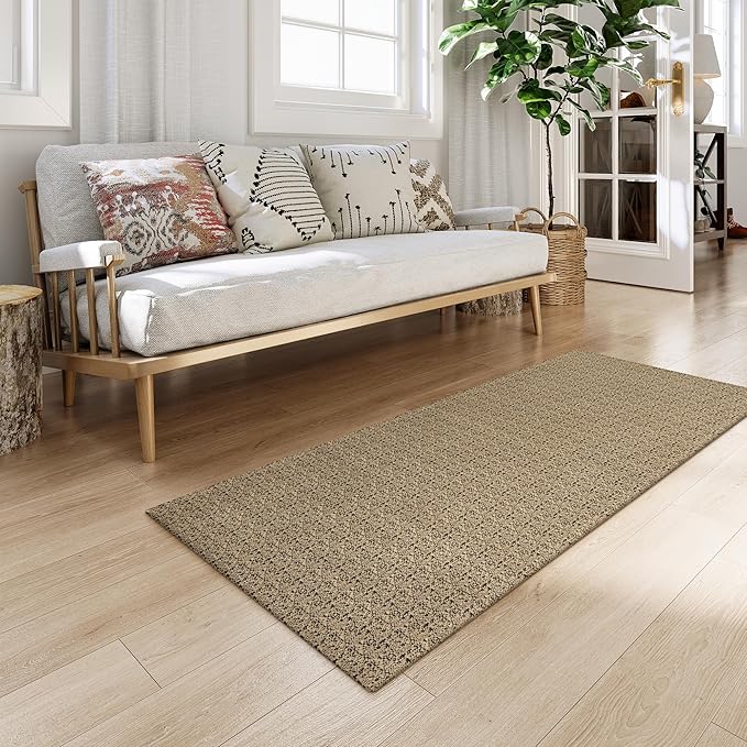 Collive Runners for Hallway, 2x5 Non Slip Kitchen Runner Rug Boho Laundry Room Rug Washable, Black/Natural Farmhouse Entryway Rug Hand-Woven Cotton Carpet for Bedroom Bathroom