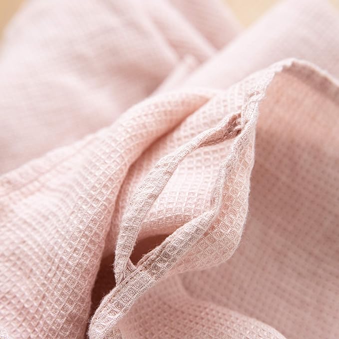 LinenMe Washed Waffle Bath Towel, 39 x 63, Rosa