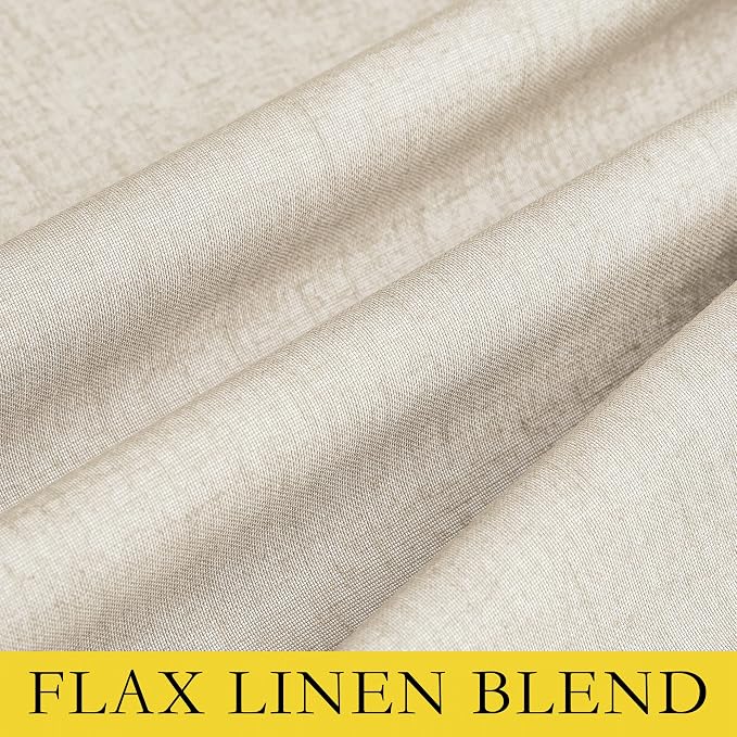 NICETOWN 100% Blackout Linen Curtains for Bedroom with Thermal Insulated White Liner, W52 x L95, 2 PCs, Champagne, Long Drapes Sweep The Floor Decorative Keep Privacy Panels for Living Room/Villa