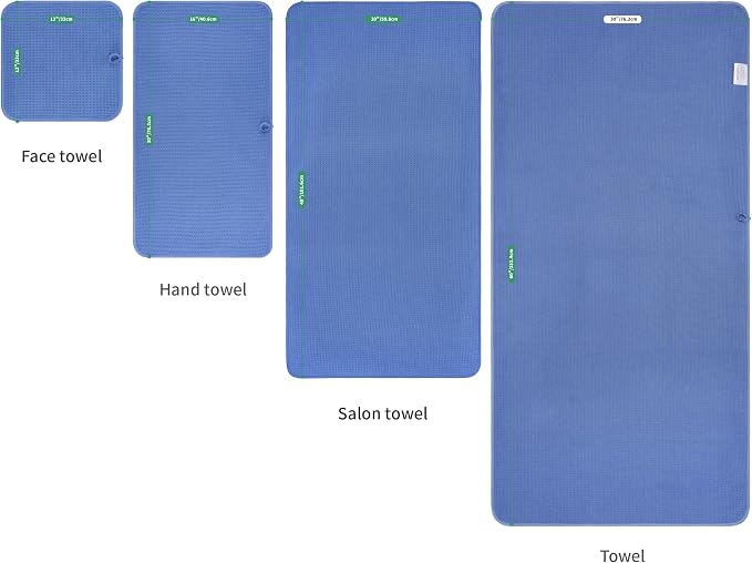 MICROFI Waffle Weave Bath Towel Set, Microfiber, 4 Pieces (Body/Hair/Hand/Face), Quick Dry, Lightweight, Super Absorbent, Lint Free, 380 GSM (Dark Blue)