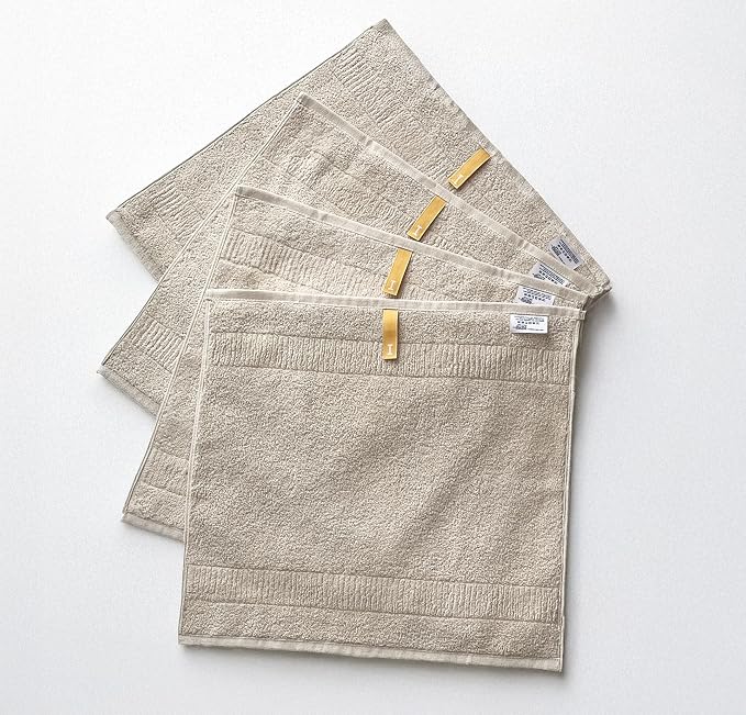 Highly Absorbent & Quick-Dry Organic Cotton Washcloths, Soft & Lightweight Face Towels, Made in Japan, Oeko-Tex Class 1 Certified, 13.8 x 13.8 inch, Ivory, Pack of 4 – Proof of Purity