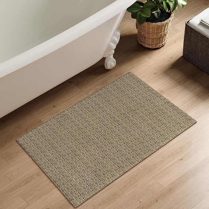 Collive 2x3 Washable Small Rugs for Entryway, Cotton Woven Front Door Mat Boho Bedroom Rug Farmhouse Throw mats, Black/Natural Non-Slip Kitchen Carpets for Bathroom Indoor Entrance