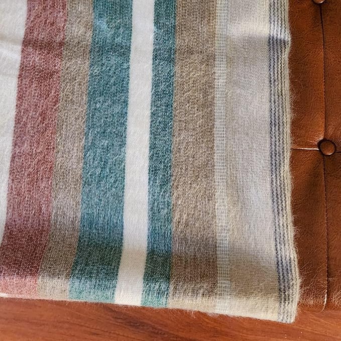 Alpaca Wool Throw Blanket | Warm, Ultra-Soft, 85" x 65" | Breathable, Non-Itchy Blanket-Throw | Hypoallergenic and Beautiful Fabric (Tropical Green)