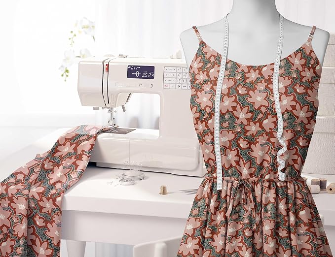 Soimoi Floral Print - Brown, Moss Georgette Fabric Material - 42 Inch Wide, 1 Yard, Unstitched Versatile Fabric for Dresses, Skirts, Blouses, Drapery Projects
