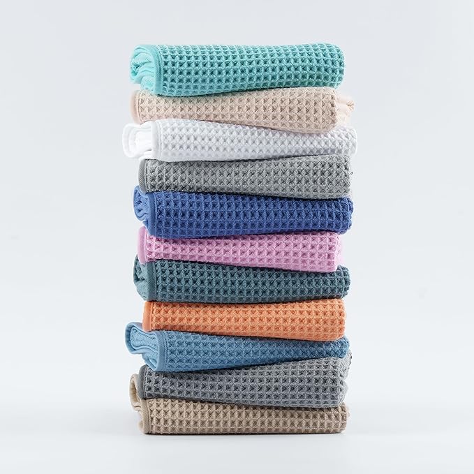 MICROFI New Microfiber Waffle Bath Towels, 3 Pieces, Oversized, Soft, Absorbent, Fast Drying, Lint Free, Includes Bath, Face and Hand Towels 430 GSM
