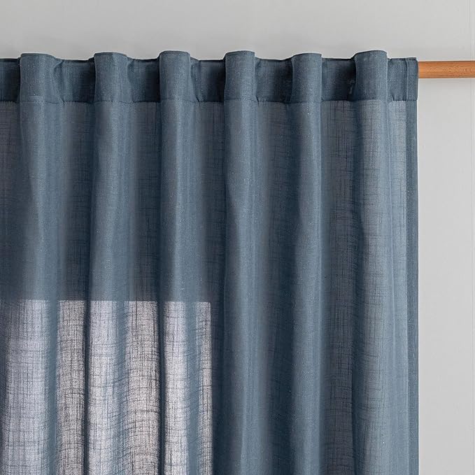 MYSKY HOME 72 Inches Long Semi Sheer Curtains Light Filtering Window Drapes Door Curtains for Closet Doorways, Short Curtain Panels Elegant Look for Classroom/Guestroom, 50" x 72", Dusty Blue, 2 Pcs