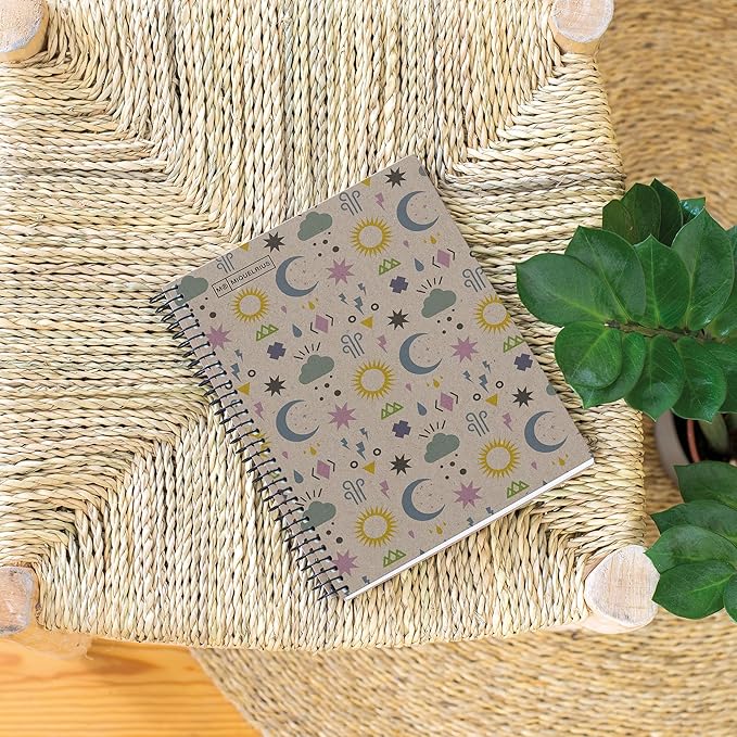 Miquelrius - Recycled A5 Notebook - 80 Sheets 80 g - Squared 5 x 5 mm - 1 Coloured Strip - Recycled Cardboard Cover - Eco Lunas Design