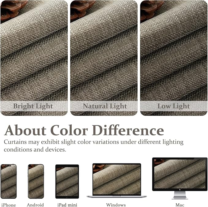 Pinch Pleated Blackout Curtains 96 Inches Long for Bedroom, Sepia Ebony Memory Trained Two Layer Thick Linen Thermal Noise Cancelling Farmhouse Privacy Windows Curtain 40x96 Inch Length 2 Panels Set