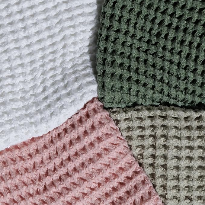 DEMMEX Organic Cotton Waffle Weave Turkish Bath Towel - Ultra Soft Lightweight Quick Dry, Oeko-Tex Certified, 100% Turkish Cotton (Powder Pink, Large (60x30))