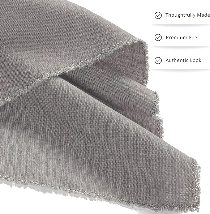 Ramanta Home Cloth Napkins Set of 12 Grey 18x18 Inch - Spring Soft & Durable Frayed Dinner Napkin for Easter Wedding, Birthday Parties | Heavy Weight Fabric Table Linen for Everyday Use Family Dinners