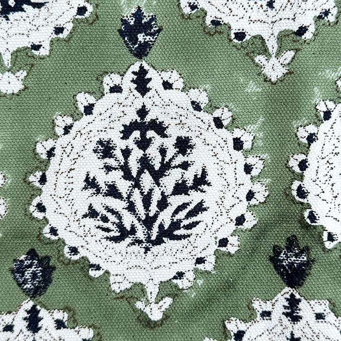 ATOSII Block Print Throw Pillow Covers, 20 X 20 - Set of 2, Decorative Couch Pillows for Living Room Bed Sofa, 100% Cotton Canvas Pillow Case for Home Decor & Outdoors, Preppy Throws - Kari Green