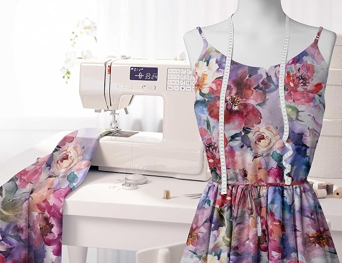 Soimoi Floral Print - Multicolor, Moss Georgette Fabric Material - 42 Inch Wide, 1 Yard, Unstitched Versatile Fabric for Dresses, Skirts, Blouses, Drapery Projects