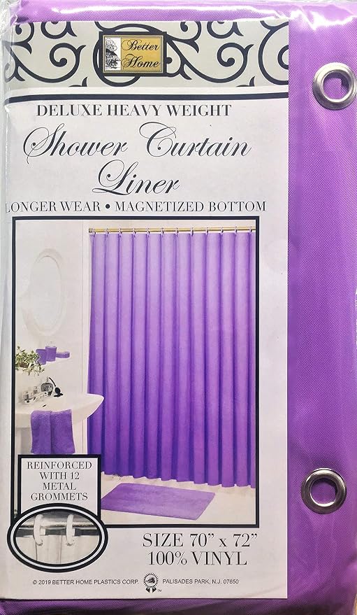 Better Home Deluxe Heavy Weight Shower Curtain Liner Bright Color (Purple)