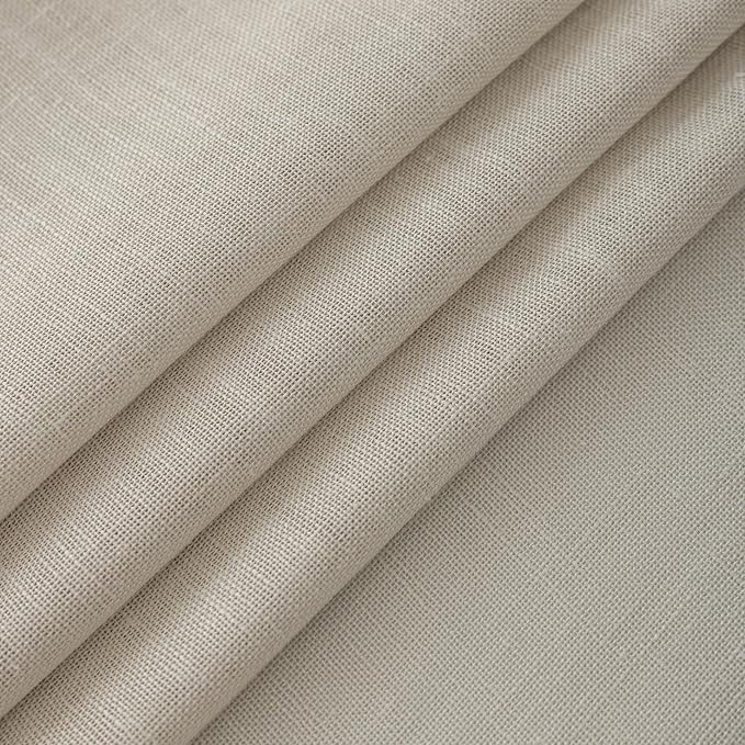 Natural Linen Semi Sheer Curtains Tab Top Light Filtering Elegant Curtains & Drapes for Living Room 52 x 90 Inch Length, 2 Panels, Linen Beige