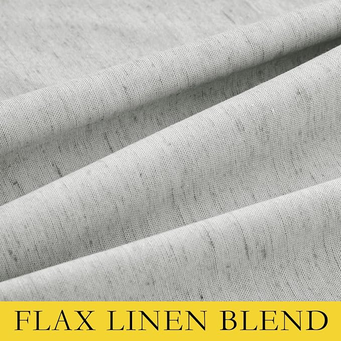 NICETOWN Grey Long Linen Full Shade Panels, Pair of Thermal Insulated & Energy Efficiency Blackout Curtains for Living Room Windows, Lined Silky Performance Window Dressing (52" Wide x 95" Long)