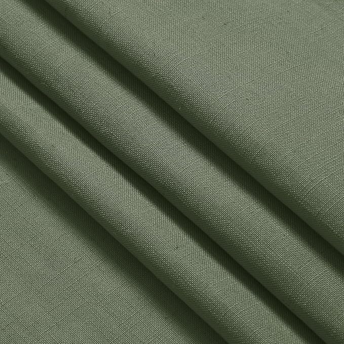 Nanspring Olive Green Linen Curtains 72 Inches Long 2 Panels Set for Living Room Back Tab Rod Pocket Light Filtering Semi Sheer Privacy Drapes Cotton Farmhouse Bedroom Curtain 52X72 Inches