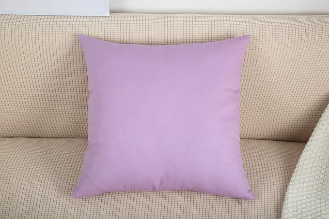 TangDepot Handmade Decorative Solid 100% Cotton Canvas Throw Pillow Covers/Cushion Covers, 45 Colors Available - (18"x18" 2 Pieces, Light Purple Lavende), 2 Count (Pack of 1) | 100% cotton, same-color zip, machine wash & air dry. For living room, bedro...