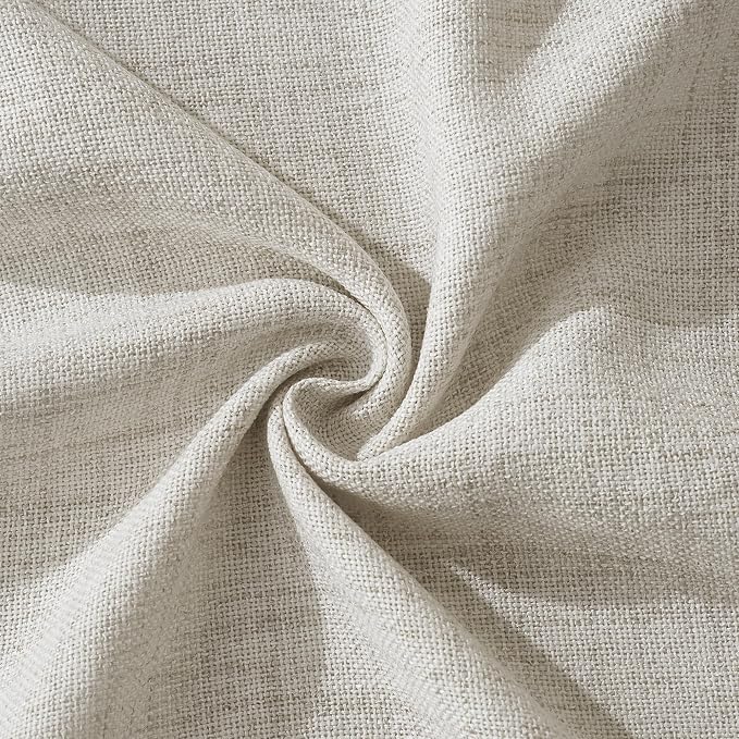 NICETOWN Beige Linen Curtains 96 Inch Length for Living Room 2 Panels, Privacy Light Filtering Grommet Semi Sheer Curtain Linen Textured Drapes Burlap Look for Bedroom Window, 52" W x 96" L