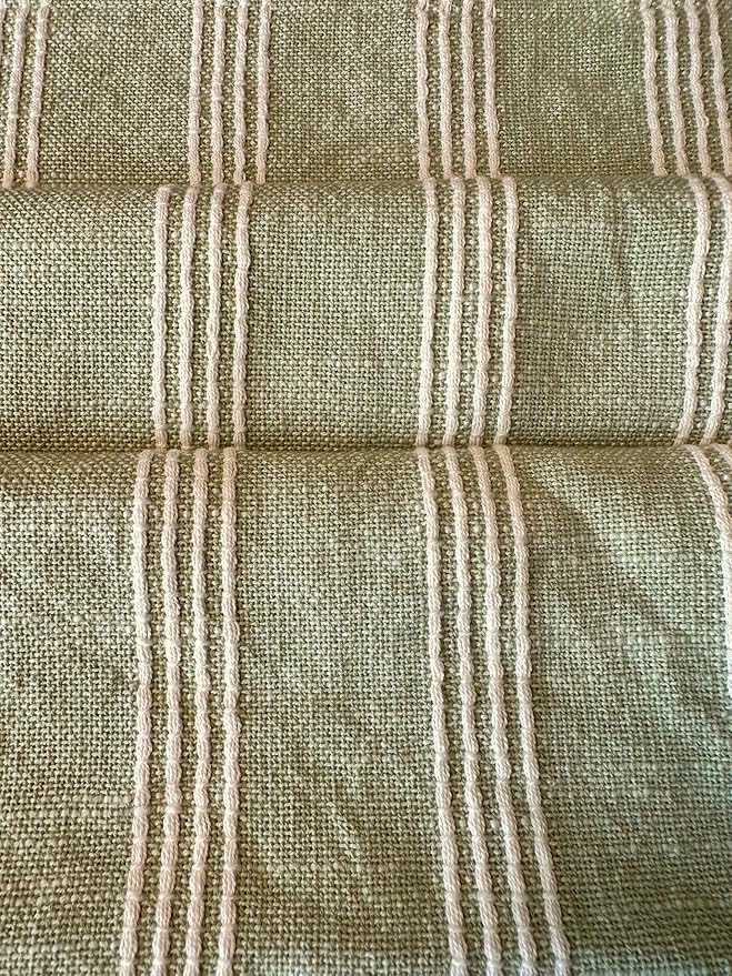 SanVia Cotton Throw Pillow Covers 20x20 – Handwoven Jacquard Texture, Fade-Resistant, No Pilling – Hidden Zipper, Decorative Cushion Cover for Sofa, Couch, Bed – Insert Not Included (Striped, Green)