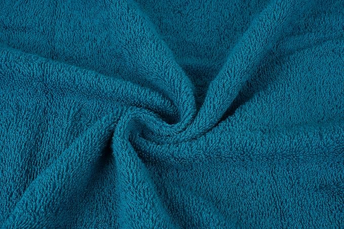 CASA COPENHAGEN He & She 4Pcs 100% Egyptian Cotton Large Designer Towels Gift Set- Indigo - Teal, 550 GSM, 55"x27", 4Bath Towels for Bathroom (Box Pack, Set for Women & Men)