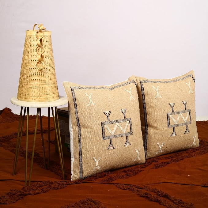 Trade Star 100% Cotton Cushion Cover Handwoven Pillowcase Handloomed Rug Decorative Cushion case 18x18 Inches Designer Square Pillow Covers Set of 2 Throw Pillow Covers Designer Pillow Shams