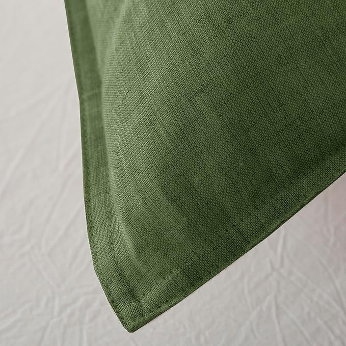EVERLY 100% Linen Pillowcases Set of 2, French Linen from Normandy, 20X36Inch Standard Size, Natural Color, Coconut Buttons Closure, Flax Pillowshams-Pillowcase-Mossy Green