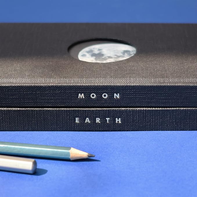 Suck UK Moon Notebook - A6 Notebooks - Hardback Journal - Pocket Notebook - Journals For Women - Recycled Paper - Blank Notebook - Moon Cut Out Cover - Grid Lined Pages Notepad - Space Themed