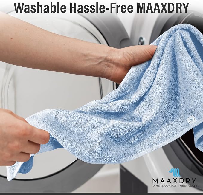 100% Cotton Hair Towel Wrap for Women, Men & Kids β Non-Microfiber 450 GSM Thick Super Absorbent Hair Towel 26x40 Inches, Secure Elastic Hair Wrap for Long & Curly Hair (Blue)